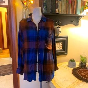 Gorgeous jewel tone plaid button down flannel